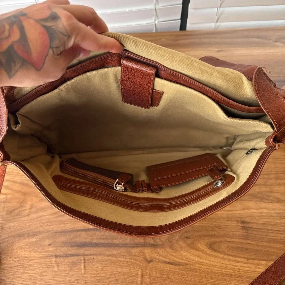 Cole Haan Brown Leather Briefcase Messenger Bag Vintage